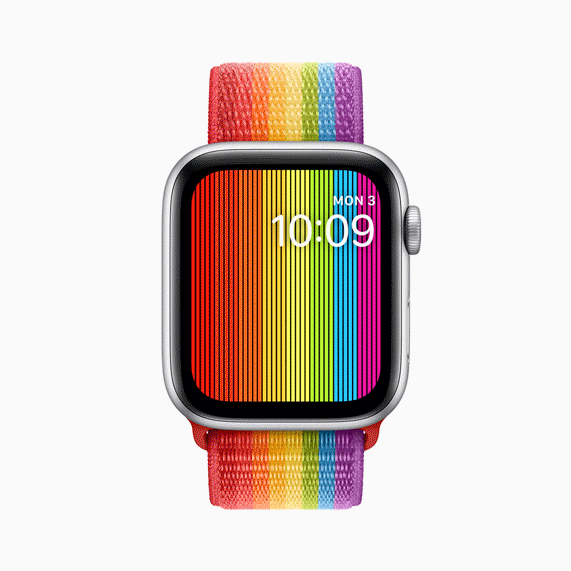 Apple Watch 彩虹版回环式运动表带。