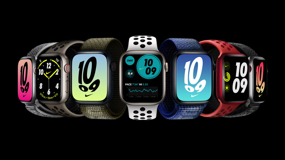 全新 Apple Watch Nike 的表带和表盘。