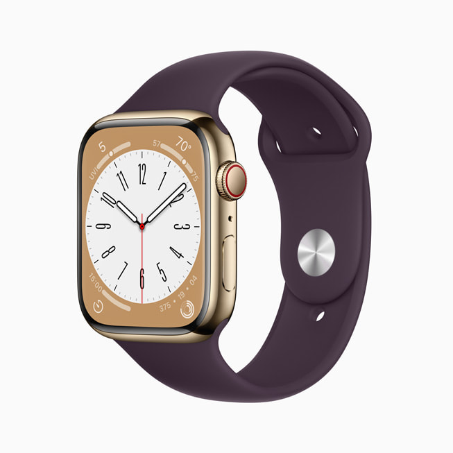 金色不锈钢表壳的新款 Apple Watch Series 8。