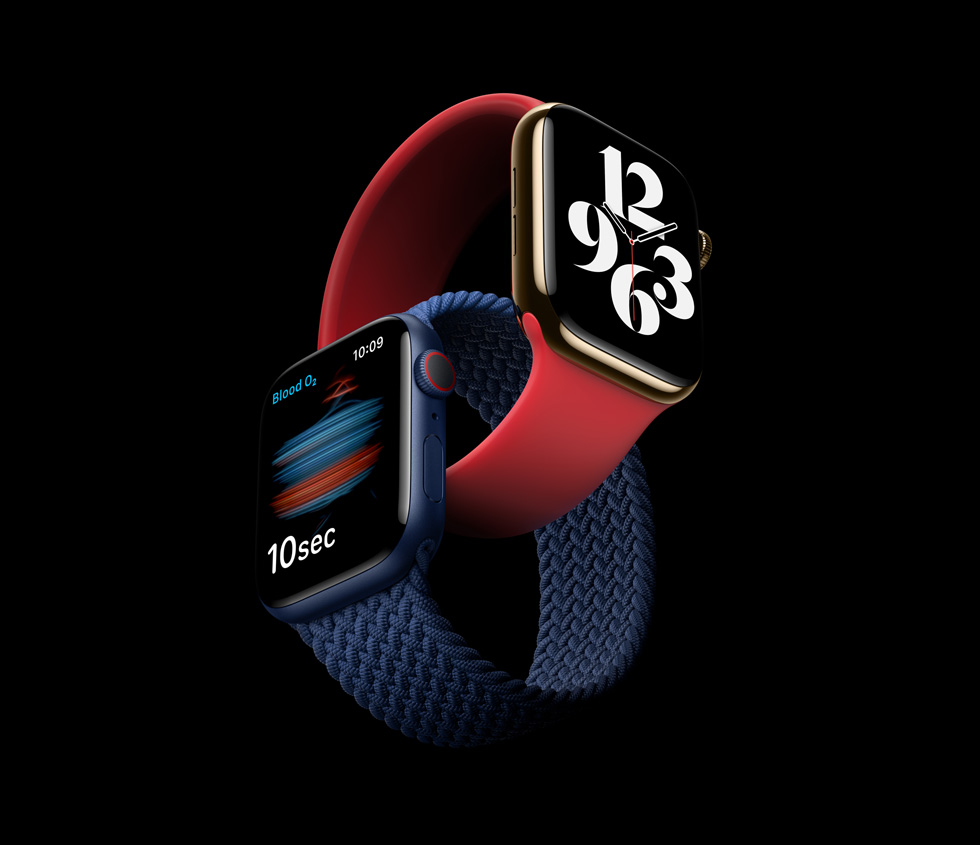 Apple Watch Series 6 的两种表款。