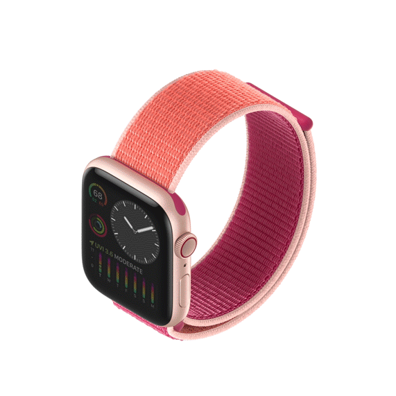 一张 gif 图片，展示 Apple Watch Series 5 上的调暗功能。