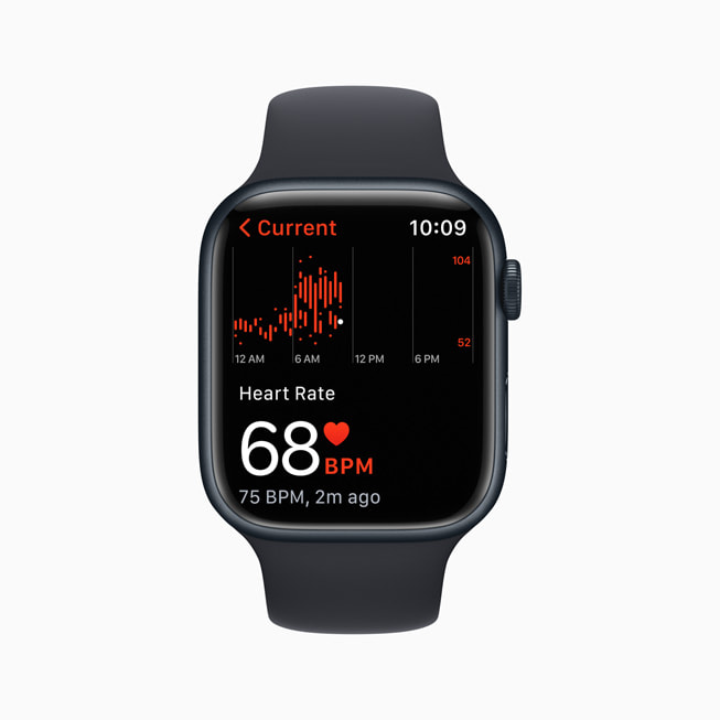 Apple Watch Series 8 上的心率数据。