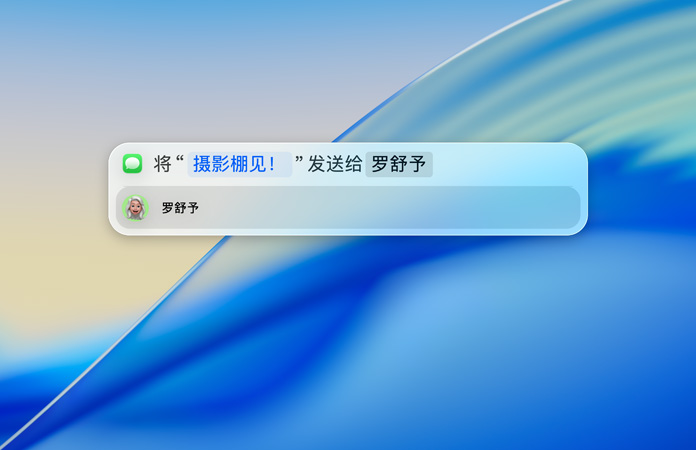 用户在“聚焦”中输入要通过信息 app 发送的短信。