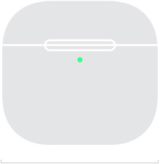 AirPods 5 充电盒正面的插图，展示宽度为 50.1 毫米