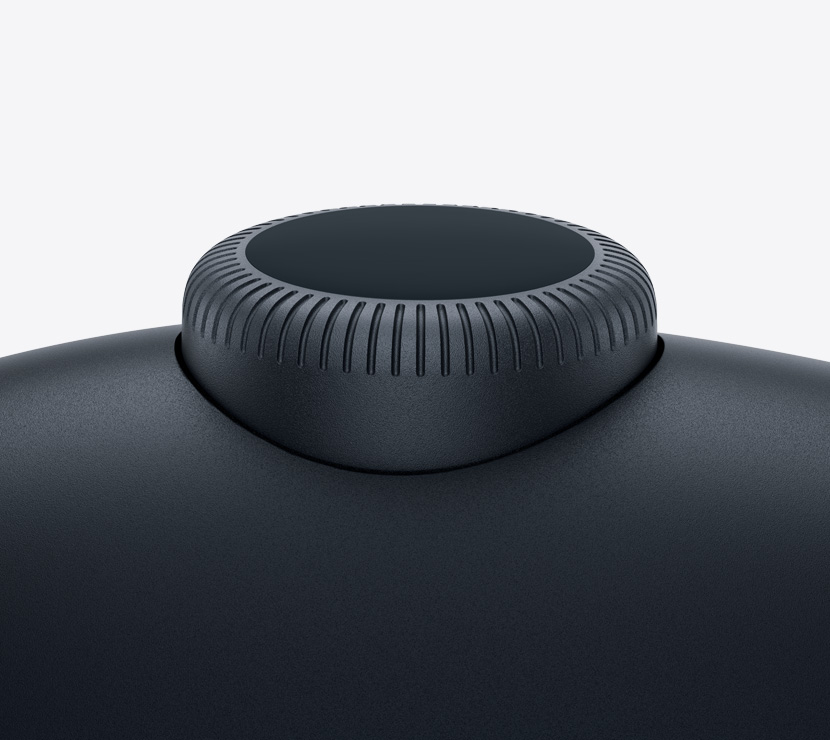 午夜色 AirPods Max 2 耳机，展示数码旋钮的细节。