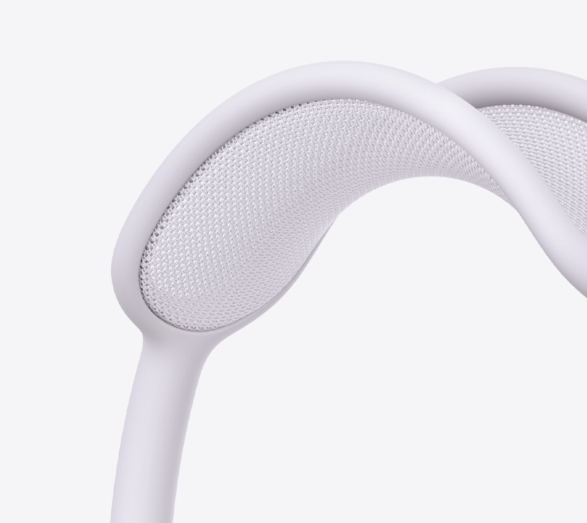 紫色 AirPods Max 2 耳机，展示穹网的细节。