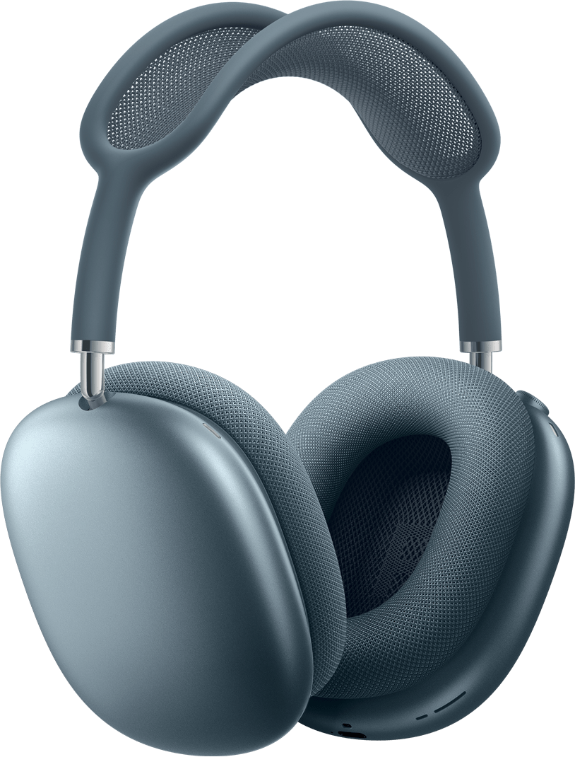 蓝色 AirPods Max 2 耳机的侧面外观。