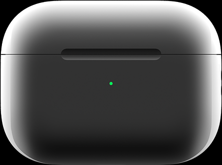 MagSafe 充电盒中心位置呈现绿灯，表明充电盒已充满电。