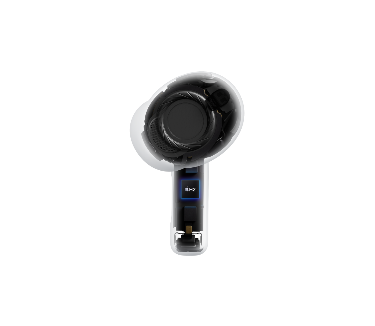 AirPods Pro 3，无线耳机，透视效果，展示内部构造