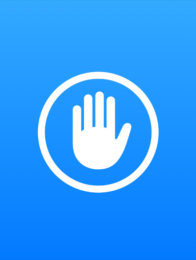 图标为圆圈内有一只举起的手。