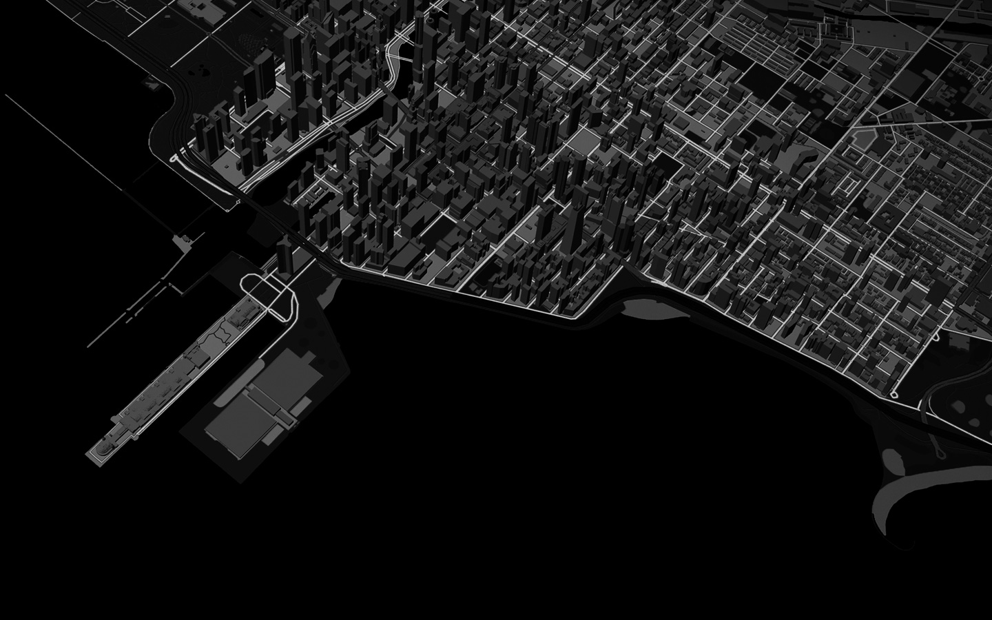 动画展示一条跑步路线穿过都市的三维地图
