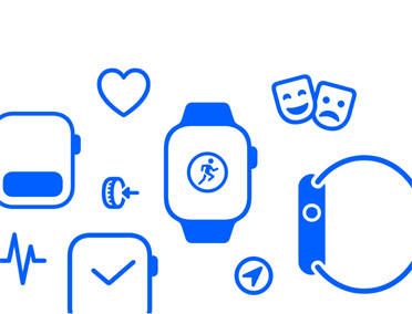 Apple Watch 多项功能的图标，包括智能叠放、健康、数码表冠、体能训练、剧院模式。