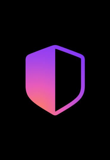 一个盾牌图标，左半部分填充着粉色，从上到下逐渐变浅；右半部分为空白。