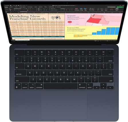 MacBook Air 屏幕上显示 Microsoft Excel