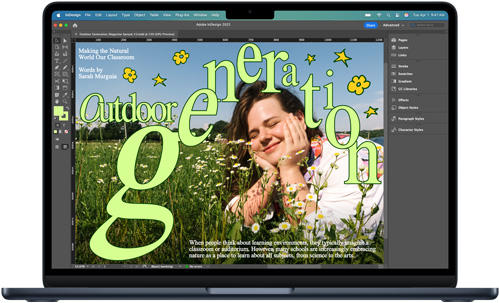 MacBook Air 屏幕上显示 Adobe InDesign app