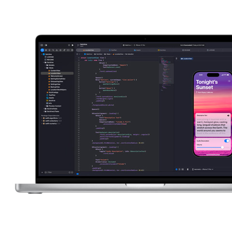 屏幕展示在 Xcode app 中编写代码