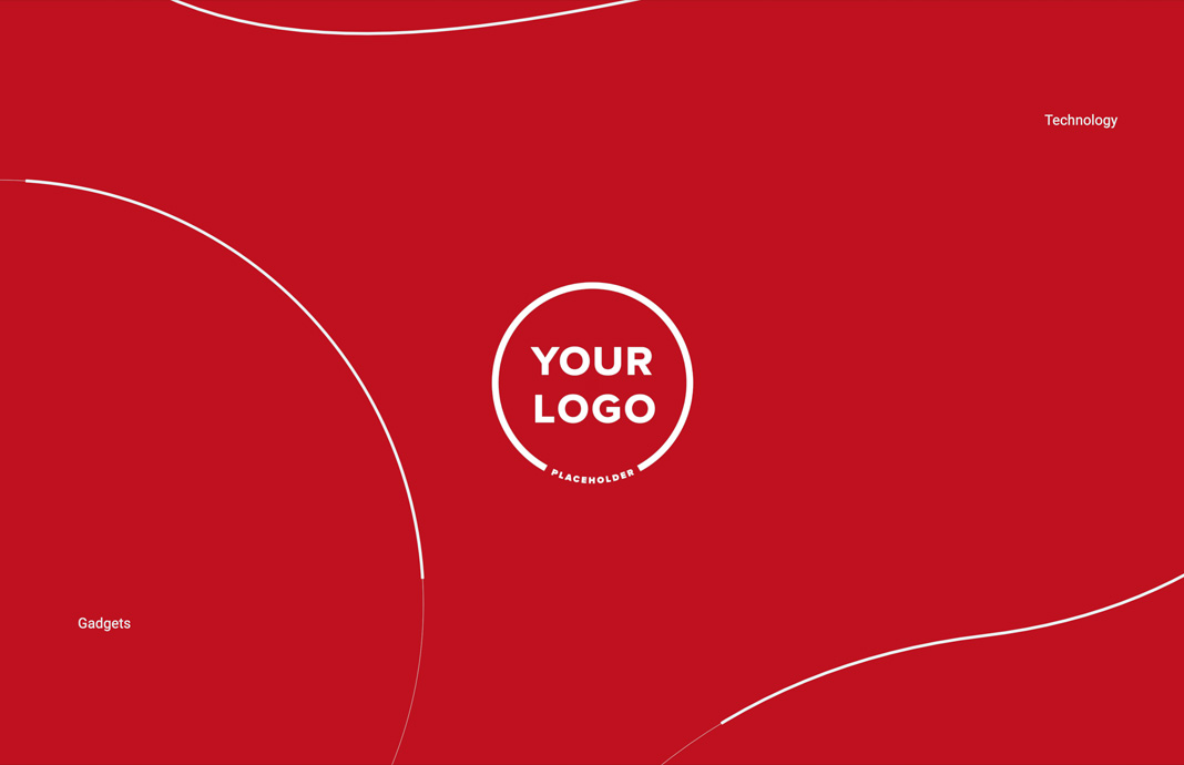 白色文字放在红色背景上，设计得如同一个标志，文字为“Your Logo, placeholder”。