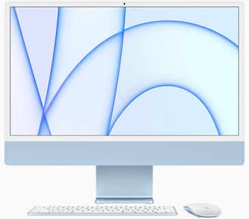 蓝色 iMac 正面图