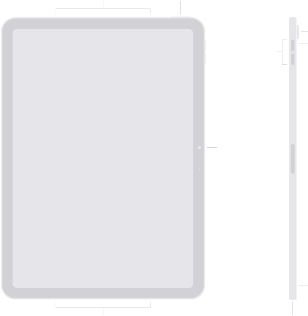iPad Air 的按钮和连接端口位置
