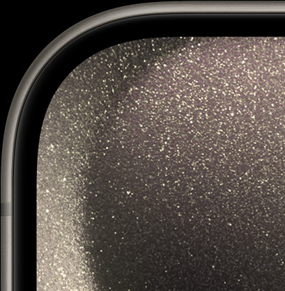 iPhone 15 Pro 的正面特写，展示弧形边沿和薄薄的边框