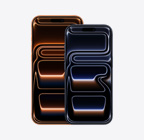 星宇橙色 iPhone 17 Pro Max 正面外观和深蓝色 iPhone 17 Pro 正面外观。