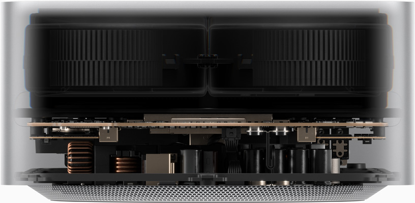 Mac Studio 的尺寸，展示宽度为 19.70 厘米，高度为 9.50 厘米