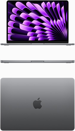 深空灰色 MacBook Air 正面视图和俯视图