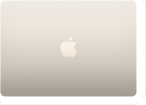呈闭合状态的 13 英寸 MacBook Air 的外观图，Apple 标志位于中央。