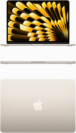 星光色 MacBook Air 正面视图和俯视图