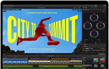 MacBook Air 显示视频剪辑的画面，以此展示 M5 芯片的强大性能。