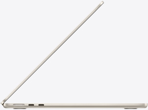 星光色 MacBook Air 的侧面视图。