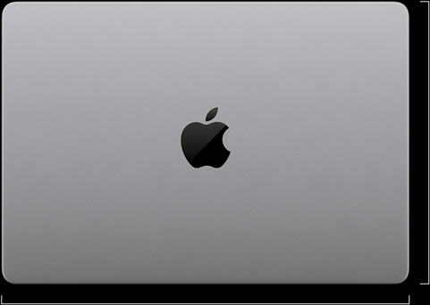 配备 PROLED XDR 显示屏的 MacBook Pro，银色外观，呈闭合状态，顶部俯视图，展示机身尺寸：长度 21.63 厘米，即 8.52 英寸；宽度 31.08 厘米，即 12.24 英寸。