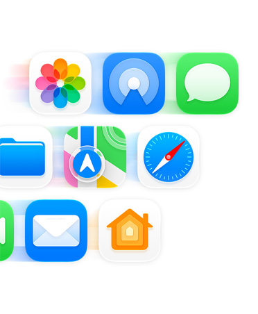 多个 app 图标以网格形式排布，包括信息、Safari 浏览器和邮件。