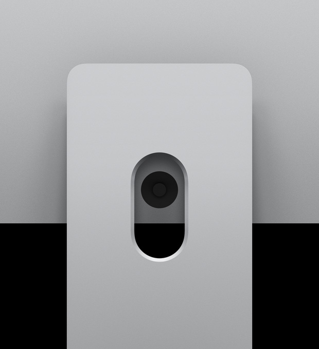 Studio Display XDR 装有可调倾斜度及高度的支架，背面视图凸显平衡臂