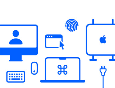 个人设置标志，以及鼠标和键盘等各种 Mac 相关图标。