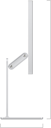 Studio Display XDR (配备可调倾斜度及高度的支架) 的侧面视图，展示显示器调至最高位置时的高度