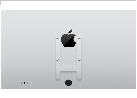 Studio Display XDR (配备 VESA 支架转换器) 的背面视图，展示宽度尺寸