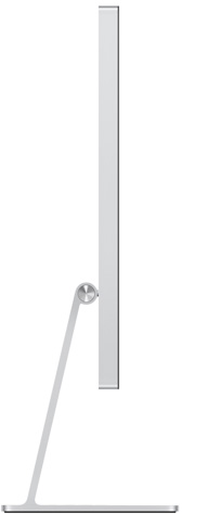 Studio Display 装有可调倾斜度的支架，展示侧面视图。